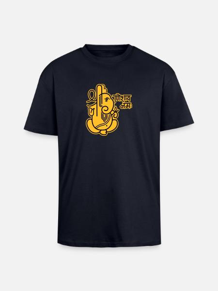 Ganesha Elephant No.05_2c - Unisex Oversized Heavyweight T-shirt - french navy