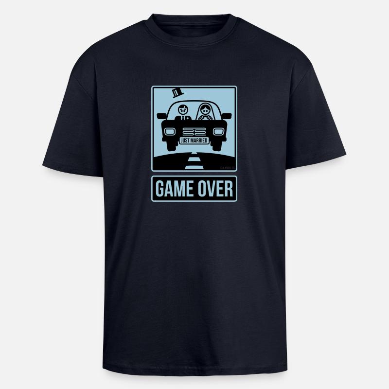 Just Married – Game Over (2C) - T-shirt unisexe oversize épais - bleu marine