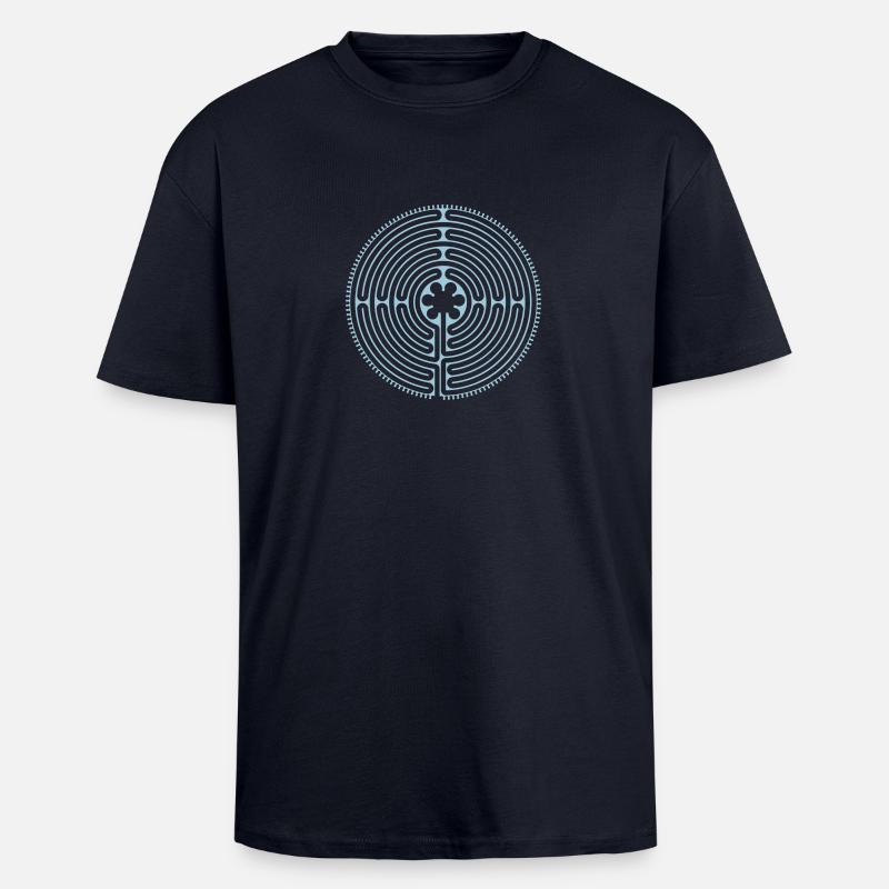 Labyrinth von Chartres - Oversized Heavyweight Unisex T-Shirt - French Navy