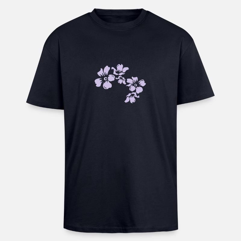 flowers - Oversized Heavyweight Unisex T-Shirt - French Navy