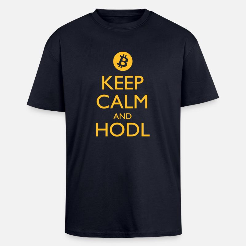 Keep Calm and HODL - Unisex Oversized Heavyweight T-shirt - french navy