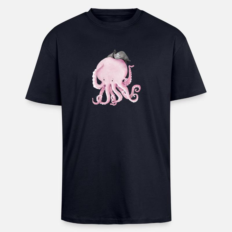 Capitaine Jack Octopus - T-shirt unisexe oversize épais - bleu marine