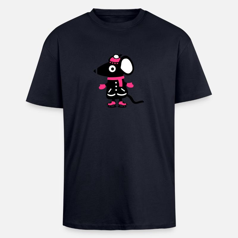 Maus Eiskunstlauf - Schlittschuh - Oversized Heavyweight Unisex T-Shirt - French Navy