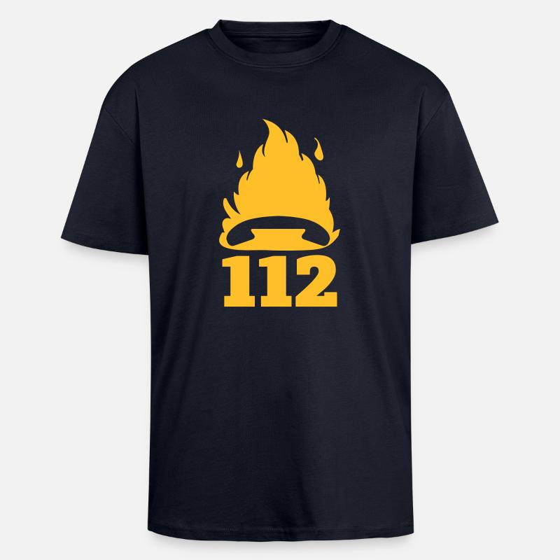 Call 112 Fire Department - Unisex Oversized Heavyweight T-shirt - french navy