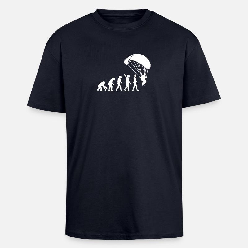 Evolution Parachute jumping - Unisex Oversized Heavyweight T-shirt - french navy