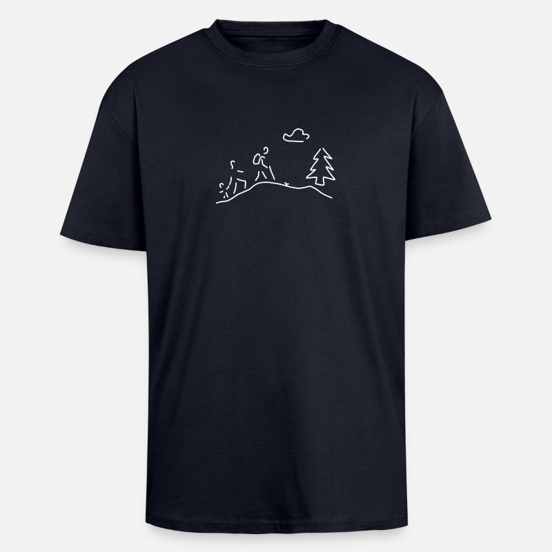 wandern oder walking - Oversized Heavyweight Unisex T-Shirt - French Navy