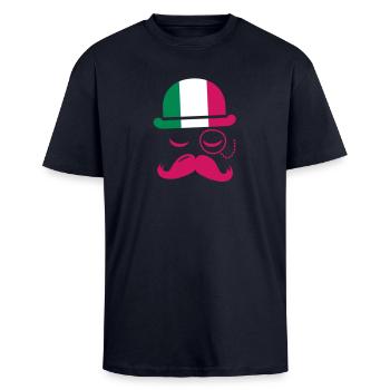 Italy nation fashionable retro iconic gentleman - Unisex Oversized Heavyweight T-shirt - french navy - Front - Alina (178cm) & Michal (187cm)