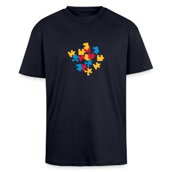 Puzzle - Unisex Oversized Heavyweight T-shirt - french navy - Front - Alina (178cm) & Michal (187cm)