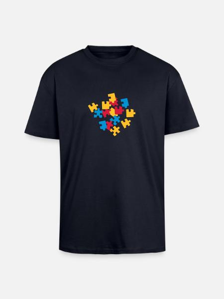 Puzzle - Oversized Heavyweight Unisex T-Shirt - French Navy