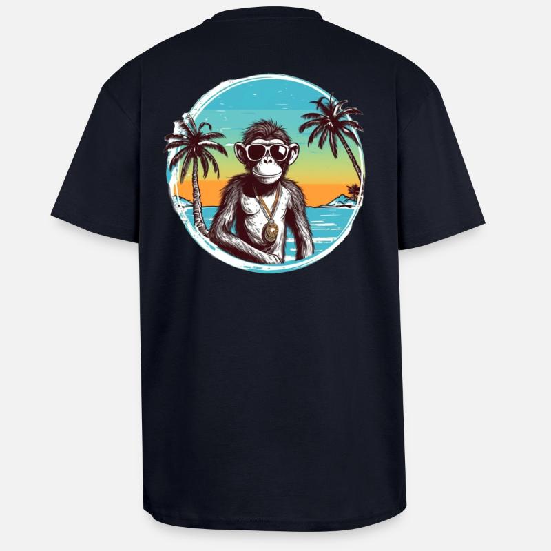 Cool Monkey*Summer Beach Design - Unisex Oversized Heavyweight T-shirt - french navy