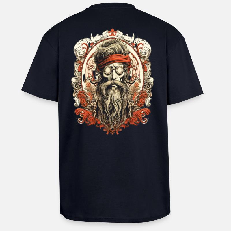 Retro Ghost Hunter TattooDesign - Unisex Oversized Heavyweight T-shirt - french navy