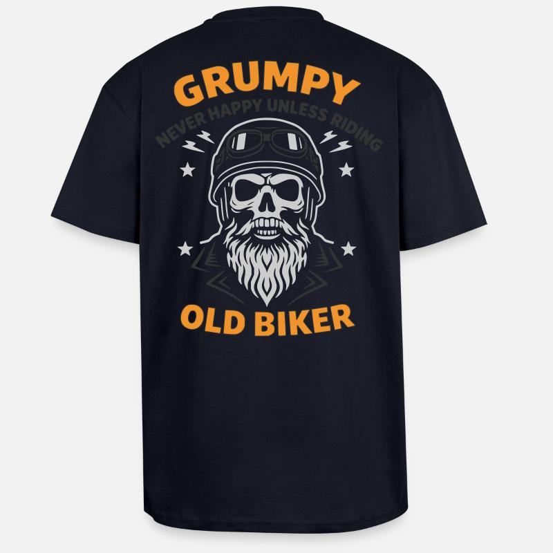 Grumpy Old Biker Skull - T-shirt unisexe oversize épais - bleu marine