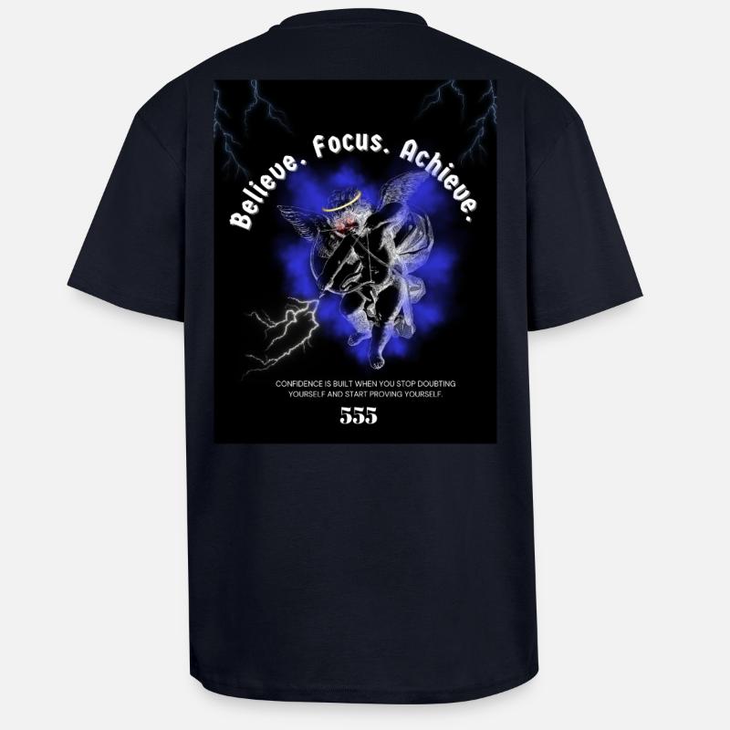 Back_andWhite_IllustrationT-HemdGlaubInSich Selbst - Oversized Heavyweight Unisex T-Shirt - French Navy