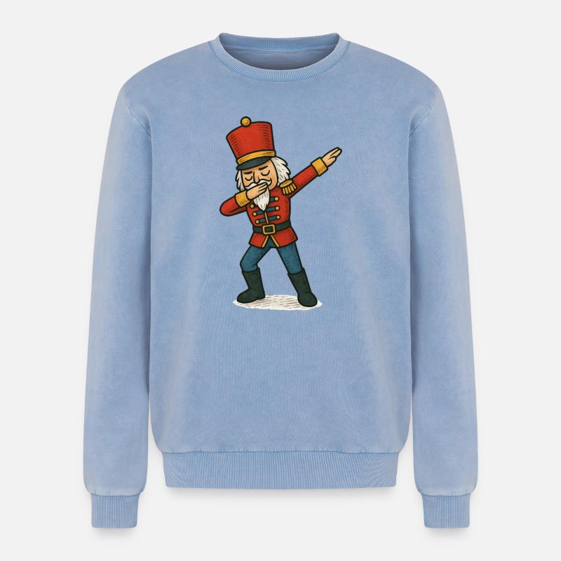Nutcracker Dabbing Dance - Relaxed Unisex Premium Acid Washed Sweatshirt - acid washed blue