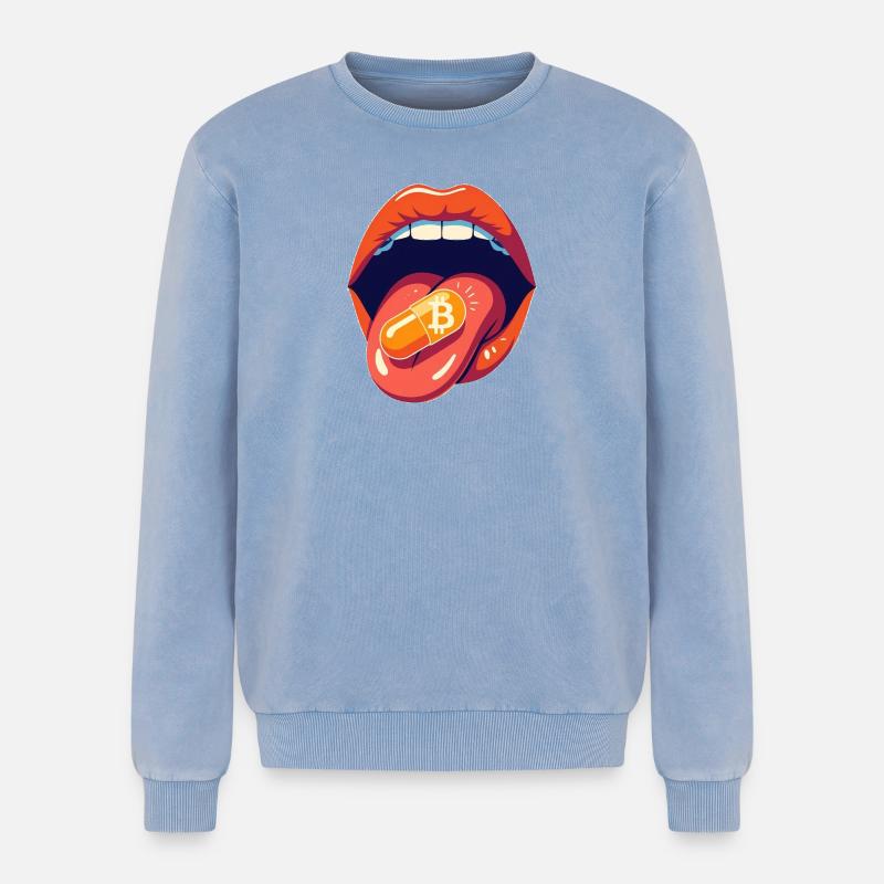 bitcoin orangepill basic - Relaxed Unisex Premium Acid-Washed Sweatshirt - Blau Acid Wash