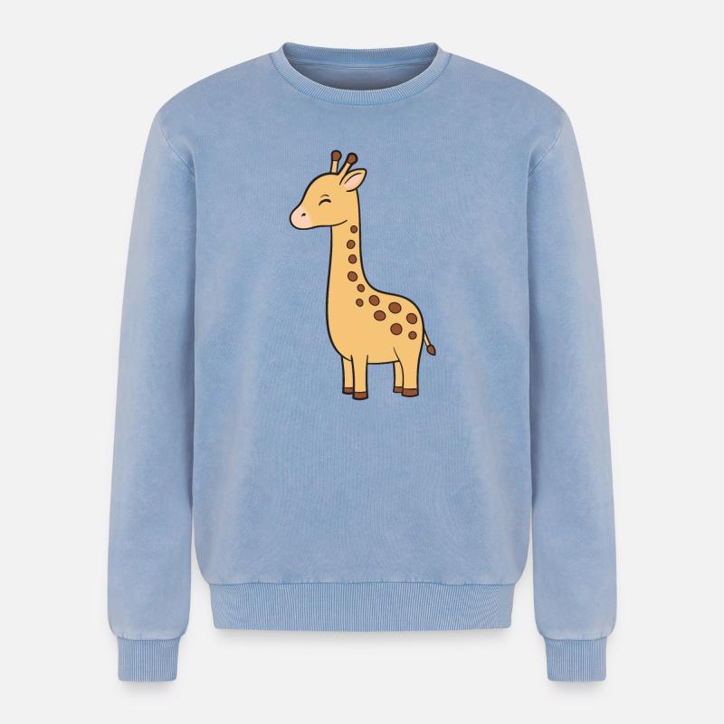 Giraffe - Relaxed Unisex Premium Acid-Washed Sweatshirt - Blau Acid Wash