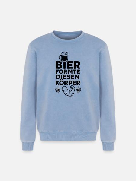 Bier formte diesen Körper - Relaxed Unisex Premium Acid-Washed Sweatshirt - Blau Acid Wash