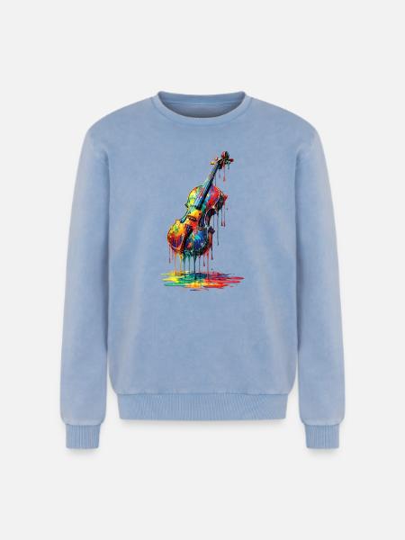 Violin med dryppende maling - Unisex Premium sweatshirt acid wash - blå syrevasket