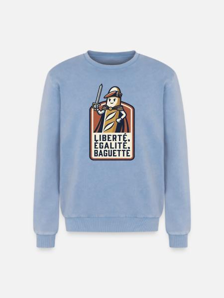 La baguette patriote 🇫🇷 - Sweatshirt unisexe Premium acid-wash en coton - bleu délavé acide