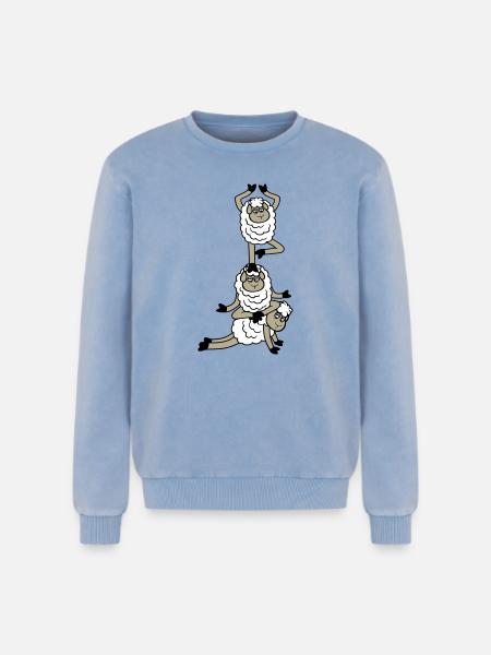 Tired_Sad_Sleepy_Sheep_Yoga_Meditating_5 - Relaxed Unisex Premium Acid Washed Sweatshirt - acid washed blue