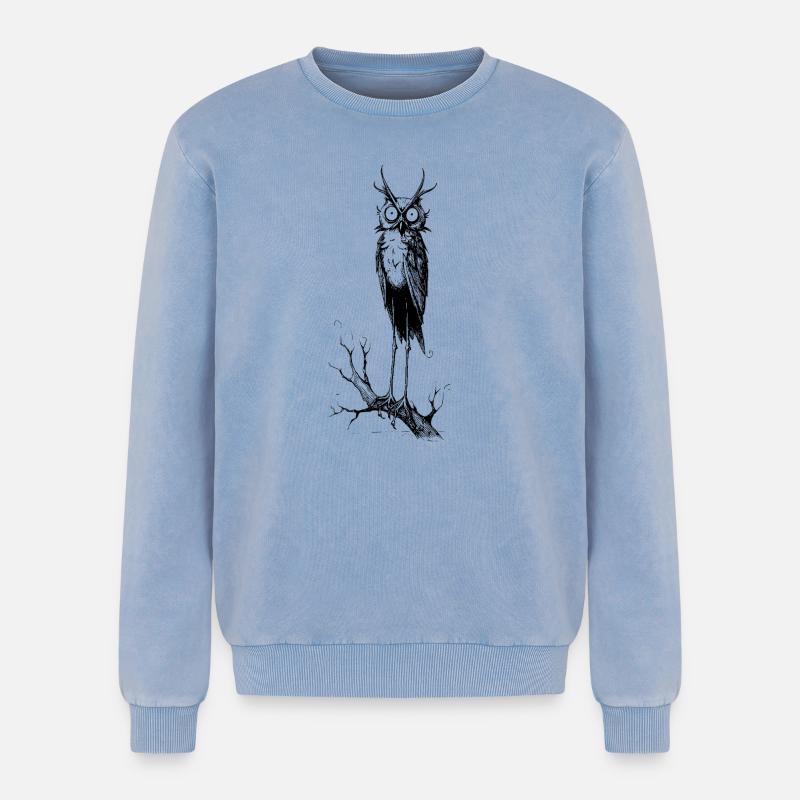 Gothic-Eule - Relaxed Unisex Premium Acid-Washed Sweatshirt - Blau Acid Wash