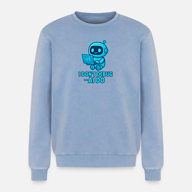 KI Debug: AI übernimmt das Debuggen - Relaxed Unisex Premium Acid-Washed Sweatshirt - Blau Acid Wash