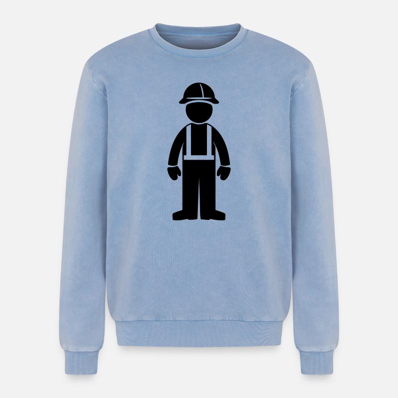 Construction workers - Relaxed Unisex Premium Acid Washed Sweatshirt - acid washed blue