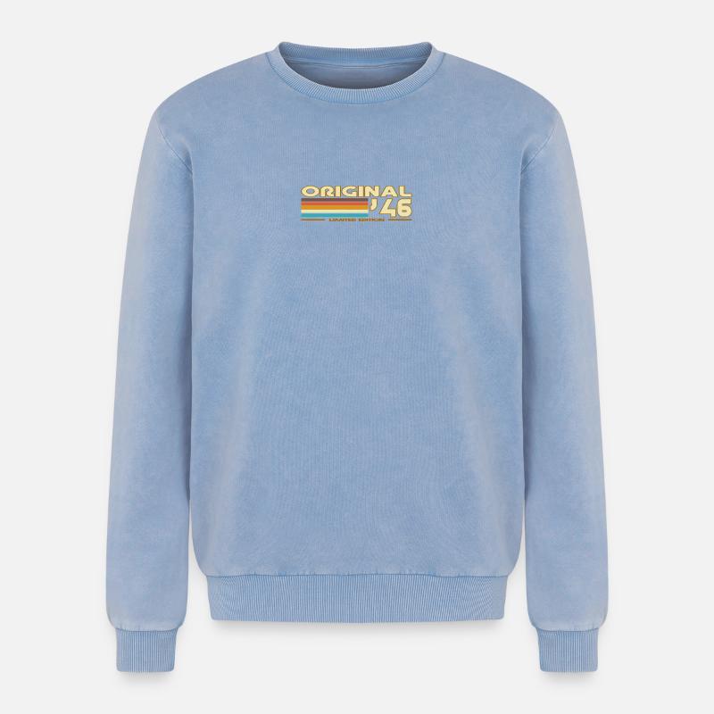 Originale 46 Pastellstreifen - Relaxed Unisex Premium Acid-Washed Sweatshirt - Blau Acid Wash