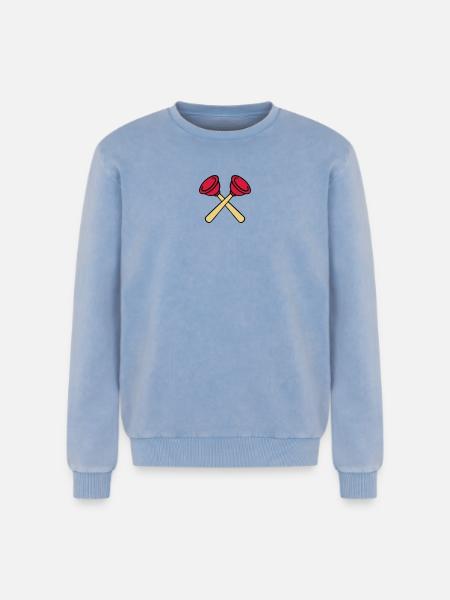 Pömpel gekreuzt - Relaxed Unisex Premium Acid-Washed Sweatshirt - Blau Acid Wash