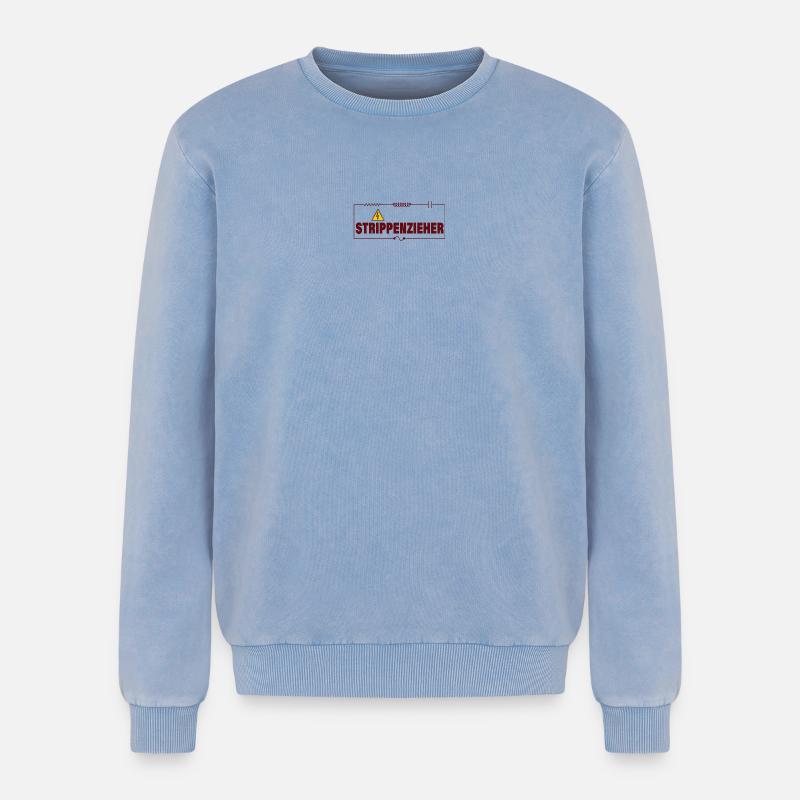 STRING-PULLER - Relaxed Unisex Premium Acid Washed Sweatshirt - acid washed blue