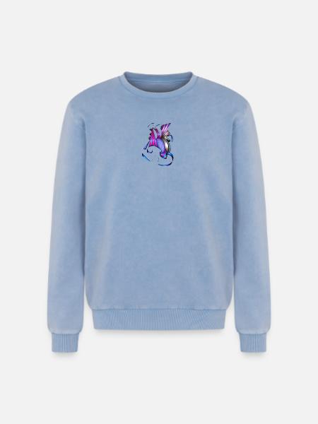 Farbige Spiral- und Fächerkunst - Relaxed Unisex Premium Acid-Washed Sweatshirt - Blau Acid Wash