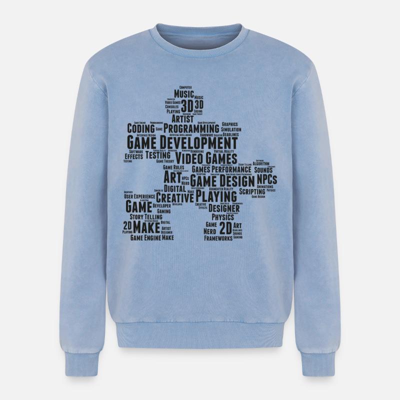 Game Dev - Relaxed Unisex Premium Acid-Washed Sweatshirt - Blau Acid Wash
