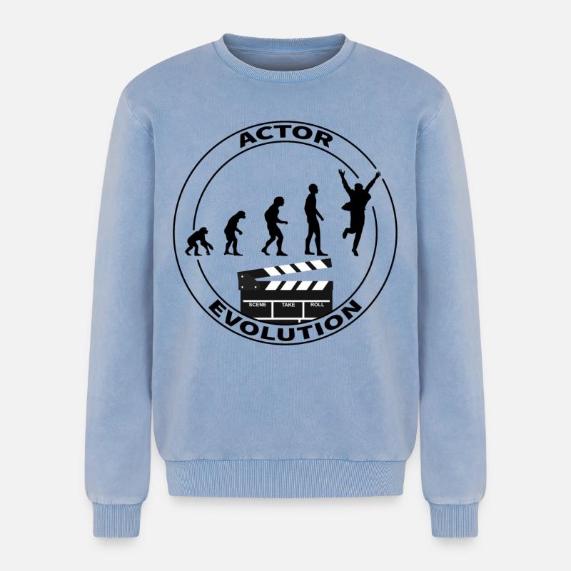 Cadeau d'interprète acteur d'évolution - Sweatshirt unisexe Premium acid-wash en coton - bleu délavé acide