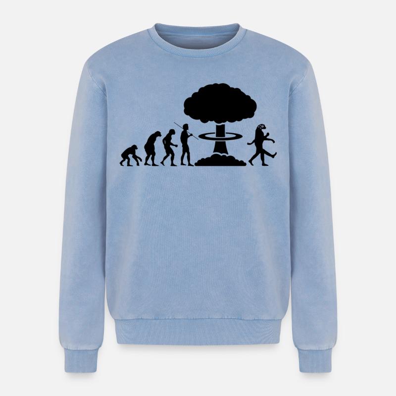 Radioactive evolution - Relaxed Unisex Premium Acid Washed Sweatshirt - acid washed blue