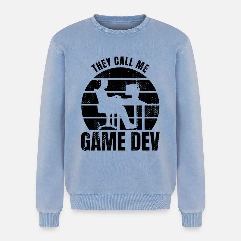 Game Developer - Relaxed Unisex Premium Acid Washed Sweatshirt - acid washed blue