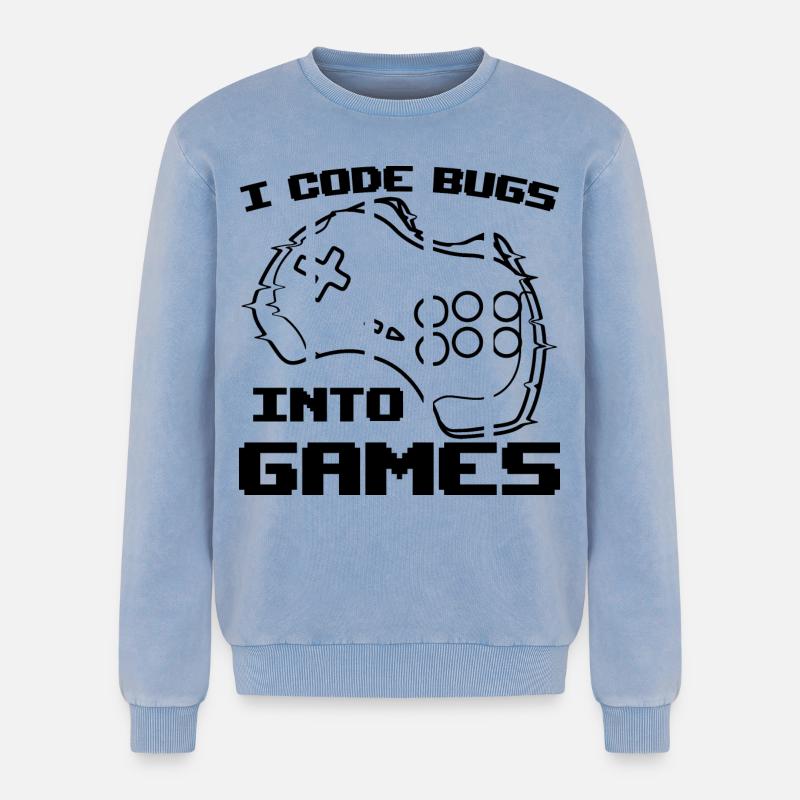 Videospiel Programmierer - Relaxed Unisex Premium Acid-Washed Sweatshirt - Blau Acid Wash