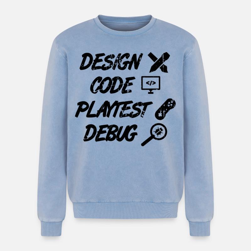Design Code Playtest Debug - Relaxed Unisex Premium Acid-Washed Sweatshirt - Blau Acid Wash