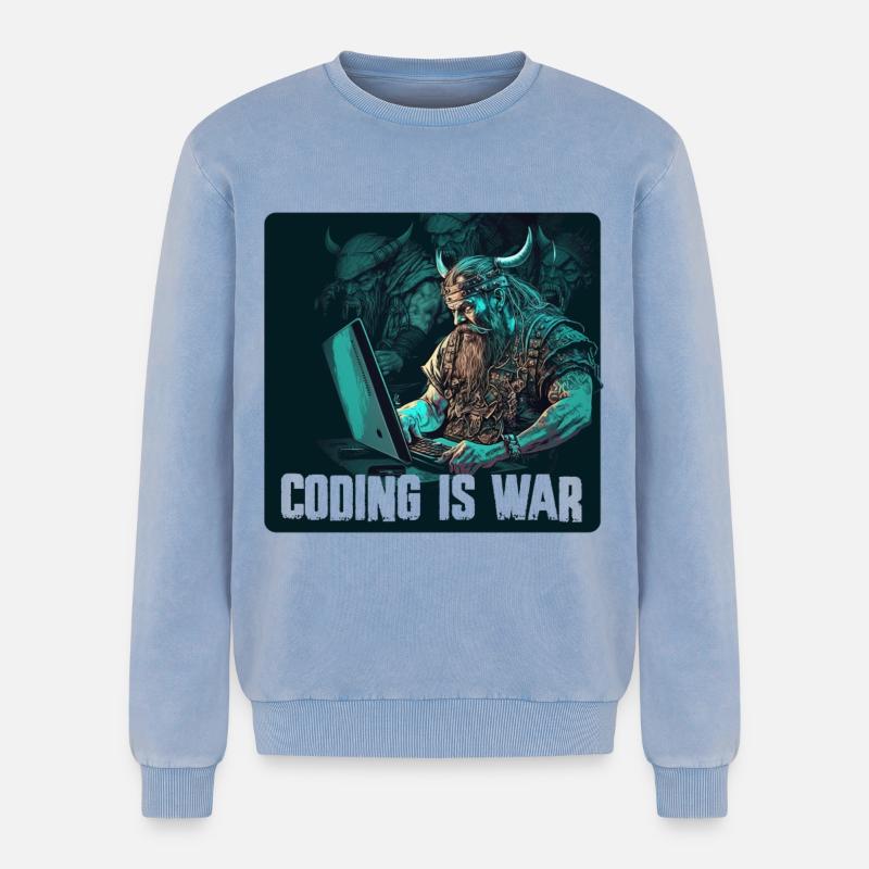 Programming Vikings - Relaxed Unisex Premium Acid Washed Sweatshirt - acid washed blue