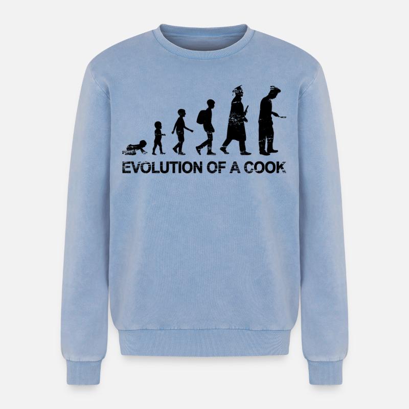 Chef Evolution - Relaxed Unisex Premium Acid Washed Sweatshirt - acid washed blue