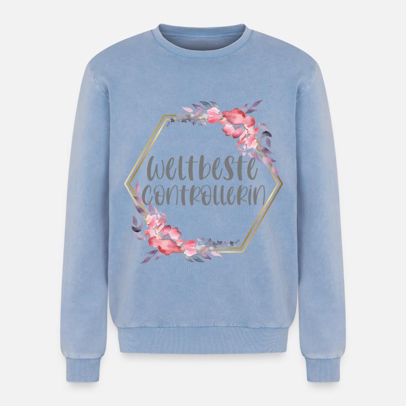 Controllerin Controlling Beruf Geschenk - Relaxed Unisex Premium Acid-Washed Sweatshirt - Blau Acid Wash