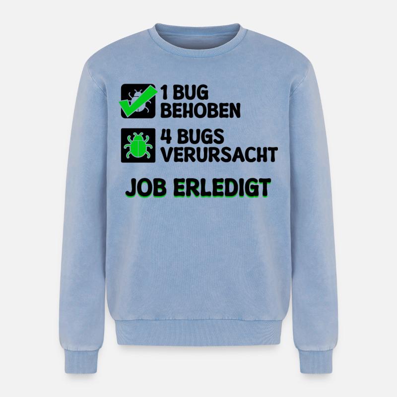Open Source Bugfixing Bugs Developer Programmier - Relaxed Unisex Premium Acid-Washed Sweatshirt - Blau Acid Wash