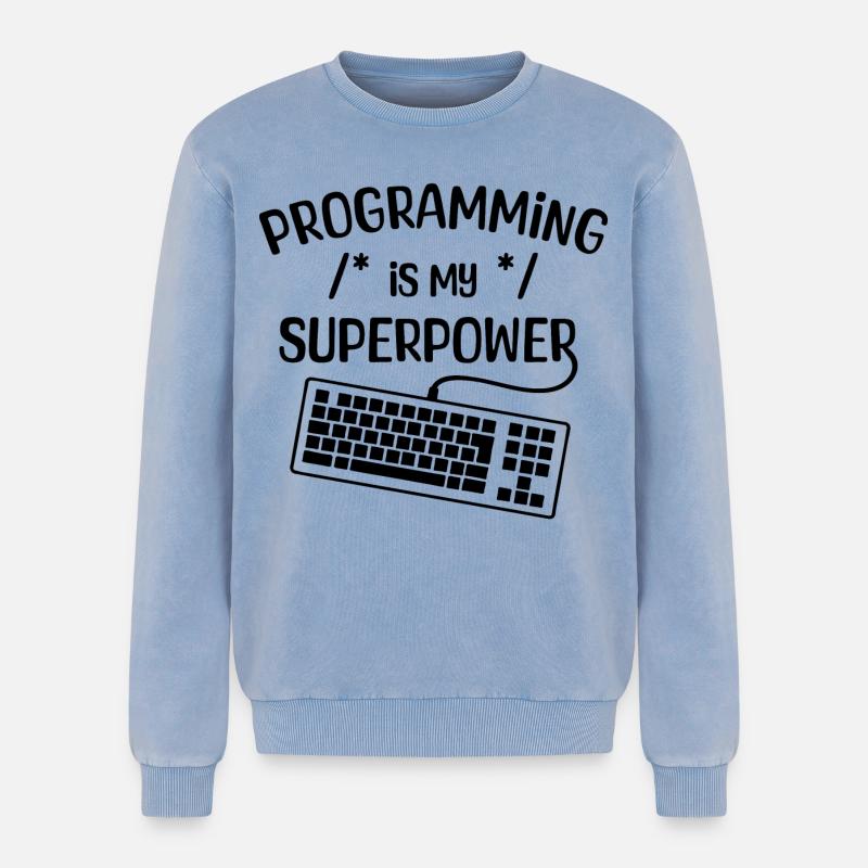 Computerfreak Statement Developer Programmierer - Relaxed Unisex Premium Acid-Washed Sweatshirt - Blau Acid Wash