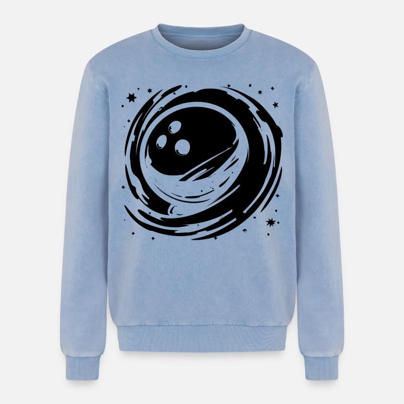 Bowling Graphics - Relaxed Unisex Premium Acid Washed Sweatshirt - acid washed blue