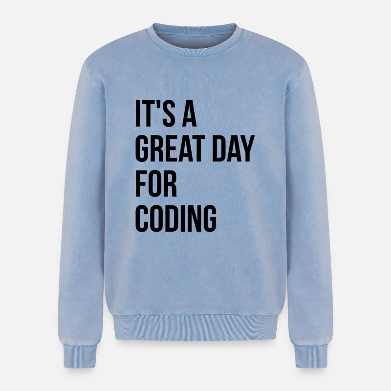 Coding - Relaxed Unisex Premium Acid Washed Sweatshirt - acid washed blue