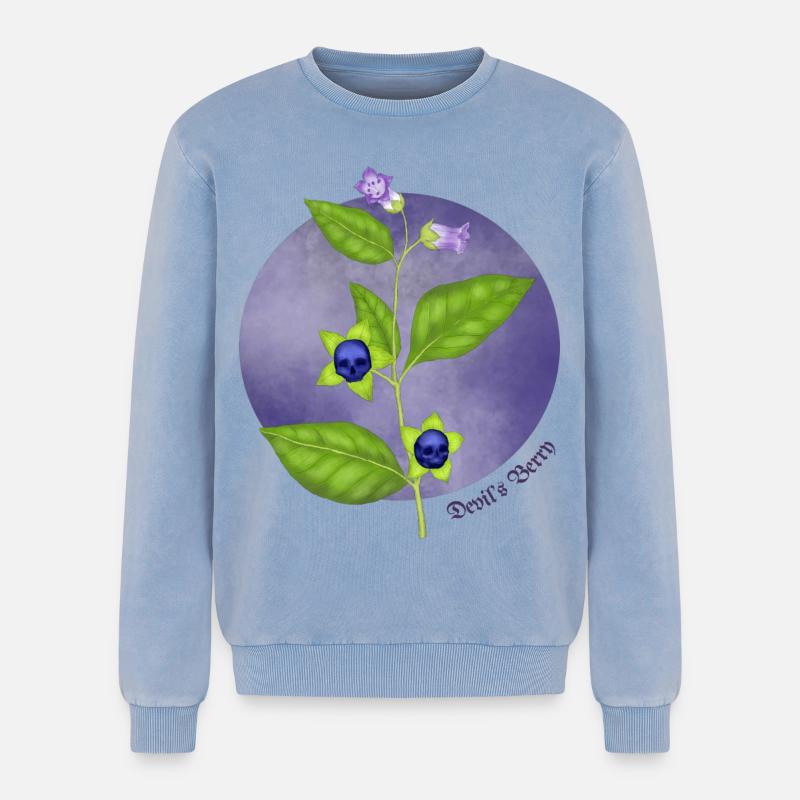 Devil's Berry - Relaxed Unisex Premium Acid Washed Sweatshirt - acid washed blue