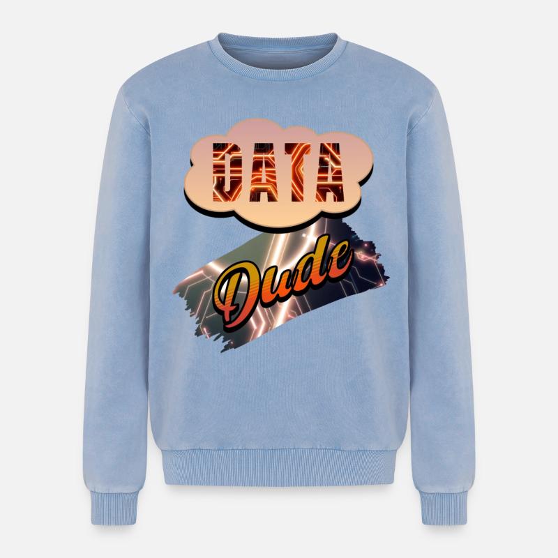 Data Dude - Relaxed Unisex Premium Acid Washed Sweatshirt - acid washed blue