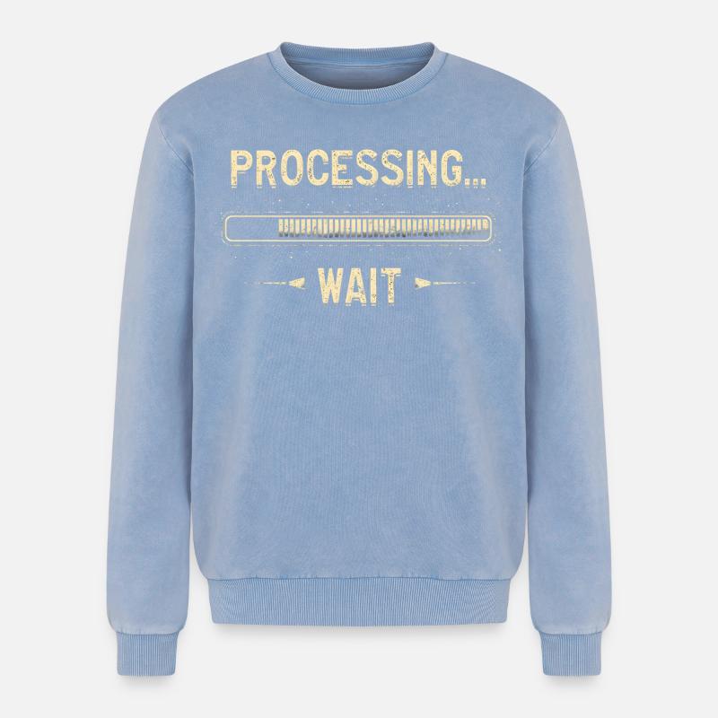 Processing... Please Wait - Relaxed Unisex Premium Acid Washed Sweatshirt - acid washed blue