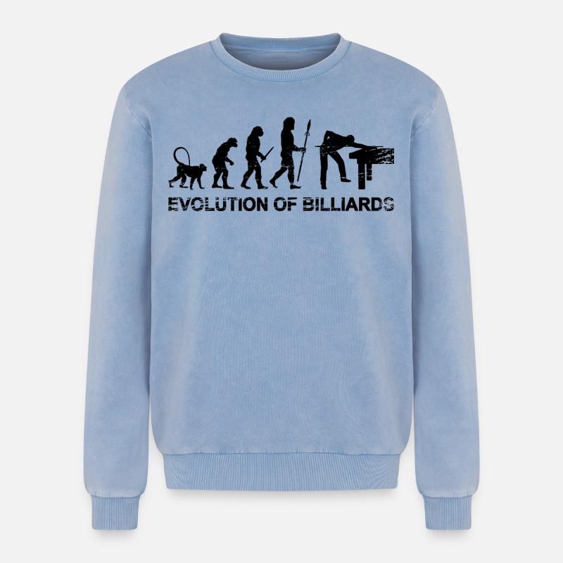 Billiards Evolution - Relaxed Unisex Premium Acid Washed Sweatshirt - acid washed blue