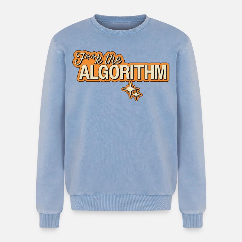 Fk the Algorithm – Digital Rebellion - Relaxed Unisex Premium Acid Washed Sweatshirt - acid washed blue