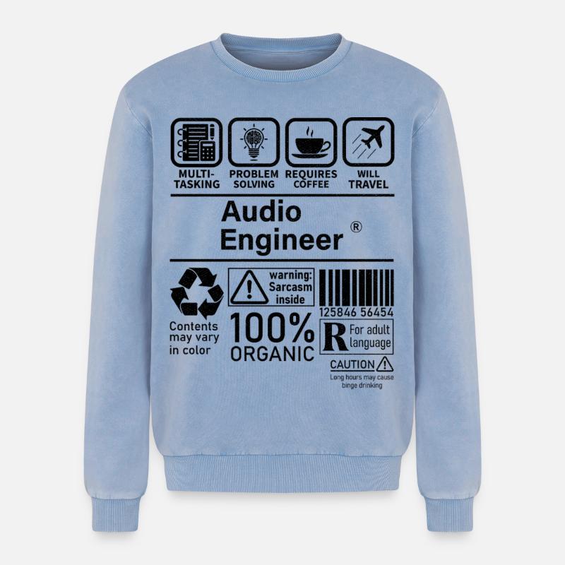 Audio Engineer multi tasking problem solving - Relaxed Unisex Premium Acid Washed Sweatshirt - acid washed blue